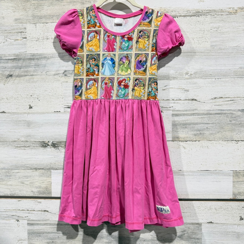 KPea Disney Princess Portrait Dress Girls 12 Pink Short Sleeve Boutique EUC